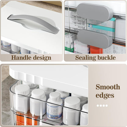 ARSTPEOE Medicine Organizer - Portable 4-Tier Medical Cabinet with Handle | Versatile First Aid Kit