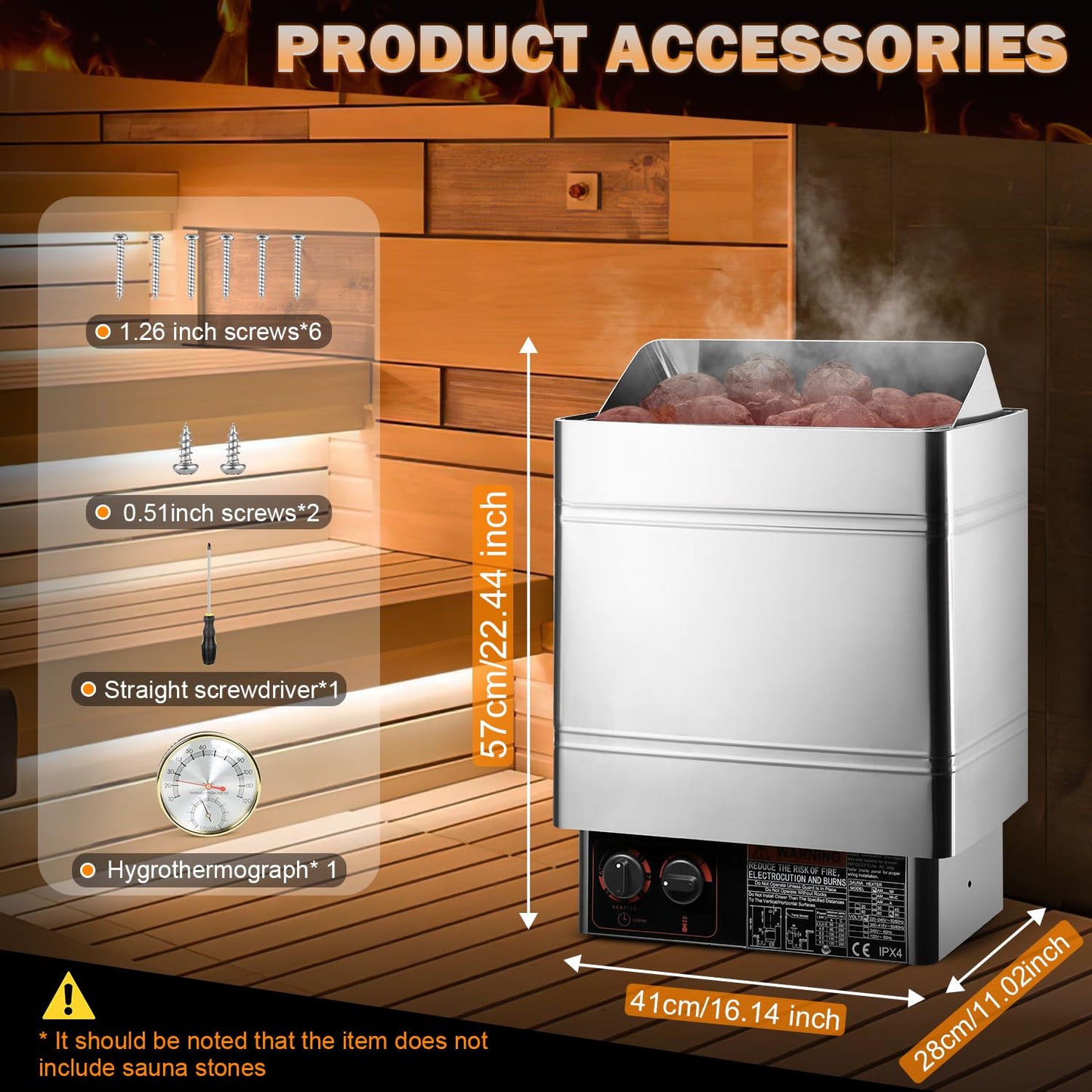 SINLJXDD Sauna Heater Stove-Electric Sauna Heater 220V 9KW，Dry Sauna Heater with Built-in Controller,Home Steam Sauna,Suitable Sauna for Home,SPA Houses,Hotels Dry Saunas (9KW)