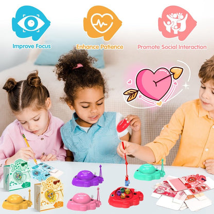 Valentines Day Gifts for Kids, 28Pcs Magnetic Fishing Game with Gift Cards Box, Wind-Up Fishing Toys with 360° Rotation for Girls Boys Ages 3-8 Valentines Party Favors Classroom School Exchange Prize