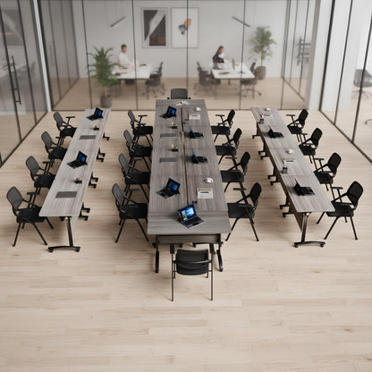 4 Pack Conference Room Tables,Mobile Folding Conference Table with Wheels,Modern Training Locking Rolling Meeting Conference Tables with Flip-Top for Office Classroom Business,6-12 Person,71IN