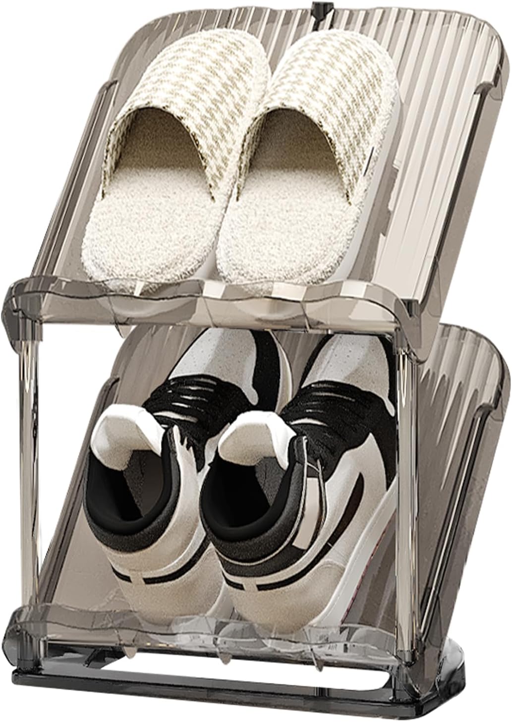 2 YYW Narrow Shoe Rack Vertical Shoes Rack for Entryway Corner Shoe Storage Organizer for Small Spaces Transparently