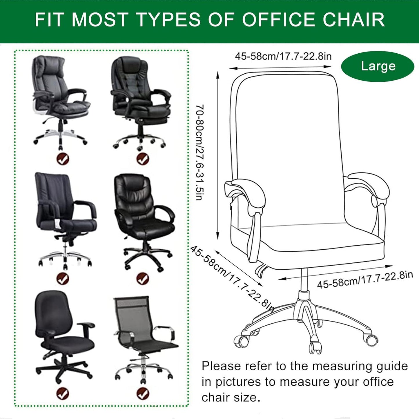 CRFATOP Stretch Computer Office Chair Cover with Durable Zipper, Universal Rotating Desk Chair Slipcover