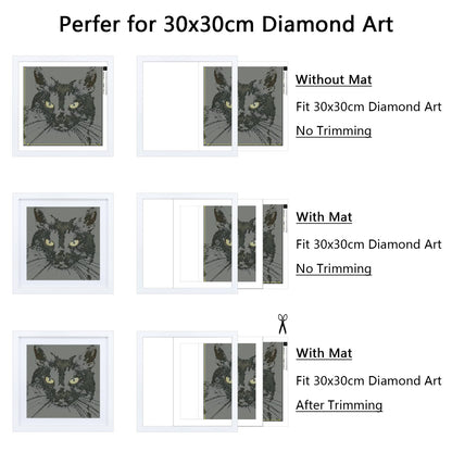 2 Pack 12x12 Picture Frame White, Solid Wood Diamond Art Painting Frames 30x30cm, Display Pictures 10x10 with Mat or 12 x 12 Without Mat, 12x12 Frame for Photos Posters Prints Artworks, Wall Hanging