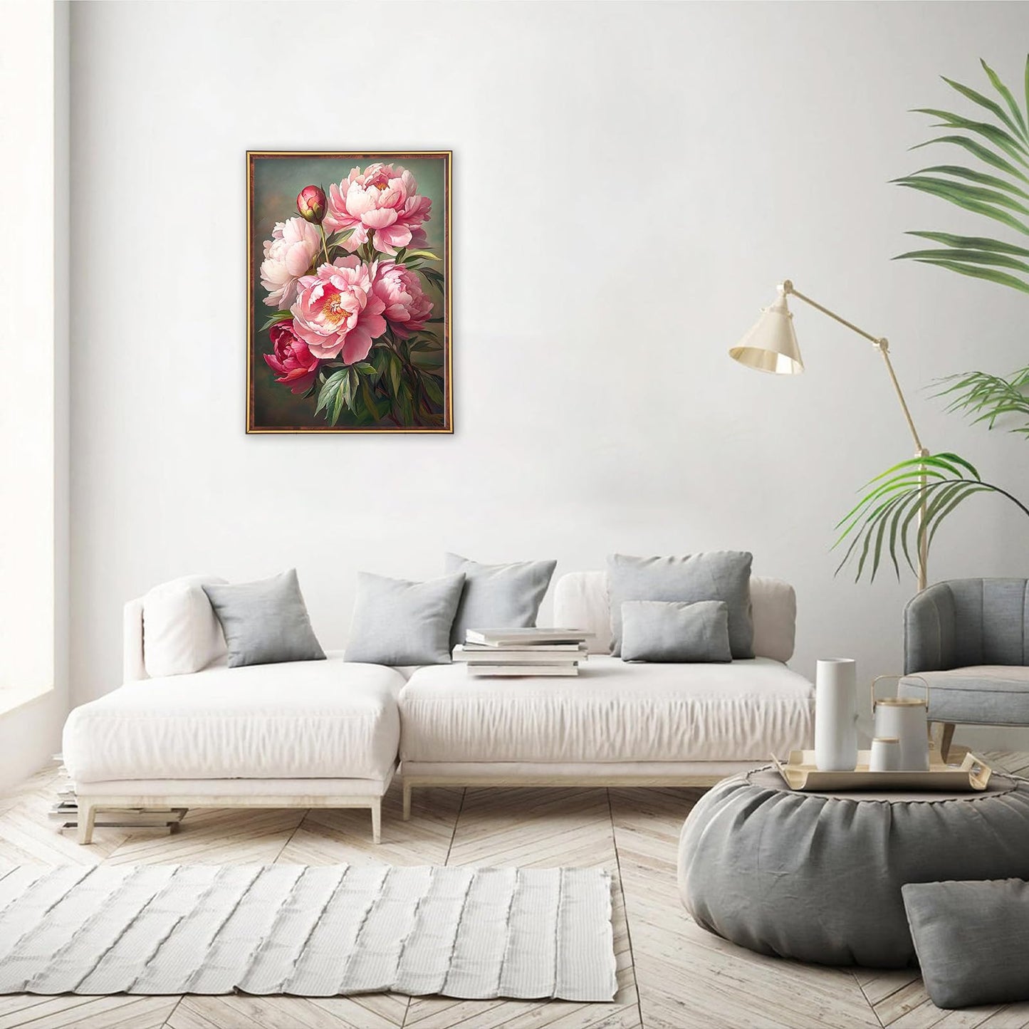 MEIYUDA Flowers Diamond Painting Kits for Adults, 5D Peony Diamond Art Kits for Adult Beginners, Flowers DIY Full Diamond Art Painting Kit for Home Wall Decor Gift 12x16inch
