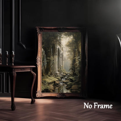 Dark Forest Wall Art 16x24inch, Gothic Landscape Poster and Vintage Castle Canvas Prints No Frame