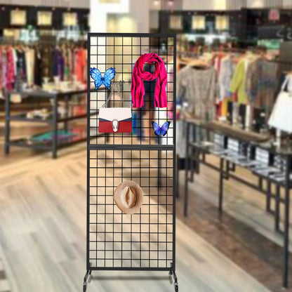 NectaCol Grid Wall Panels, 2 Packs 2'x 6' Gridwall Panels Tower with T-Base, Black Wire Grid Wall Display Rack, Craft Show Display Rack, Art Gridwall Display Stand