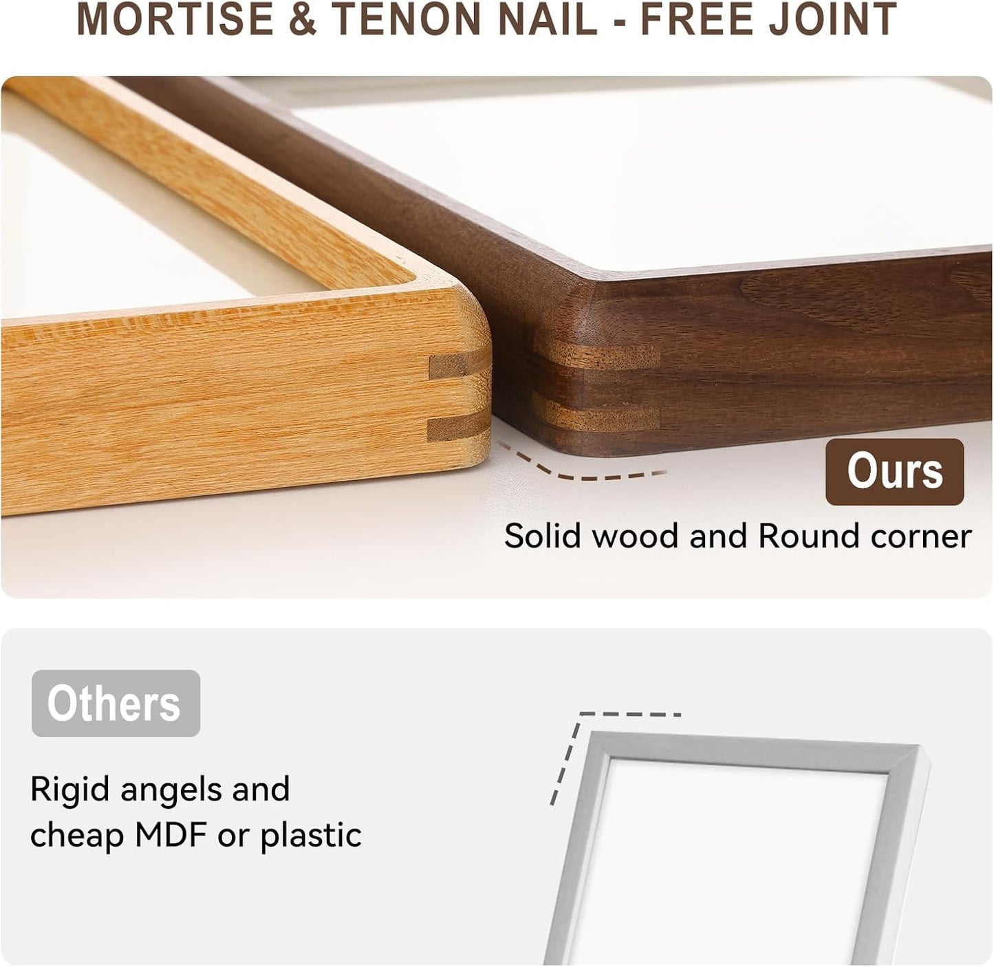 5x7 4x6 Picture Frame Wood Natural Solid Walnut Photo Frames with Mat, Handcrafted Wooden Frame for Tabletop or Wall