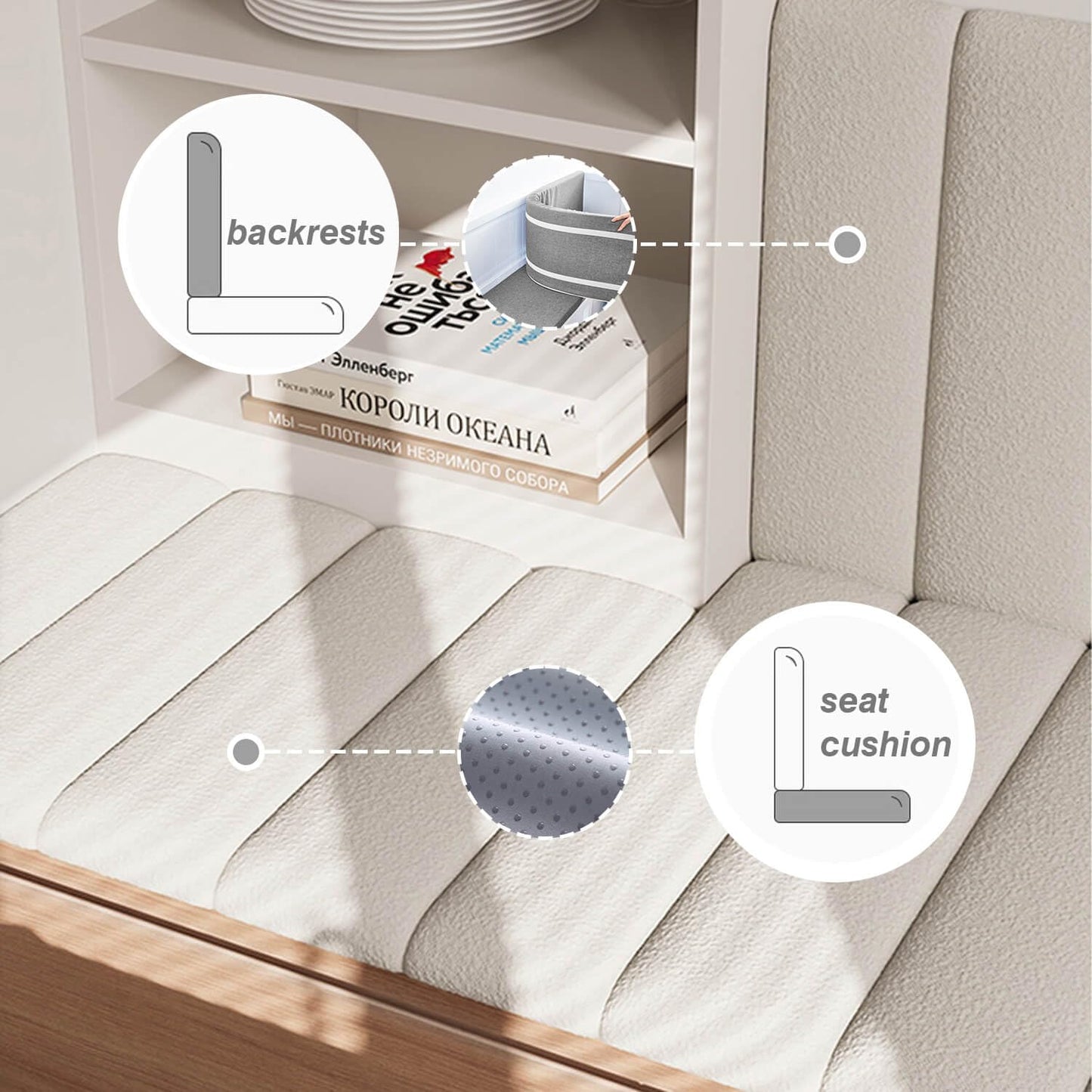 Custom Window Seat Cushions Indoor, Circle Fleece Bay Window Cushion, Waterproof Anti-cat Scratch Custom Bench Cushions