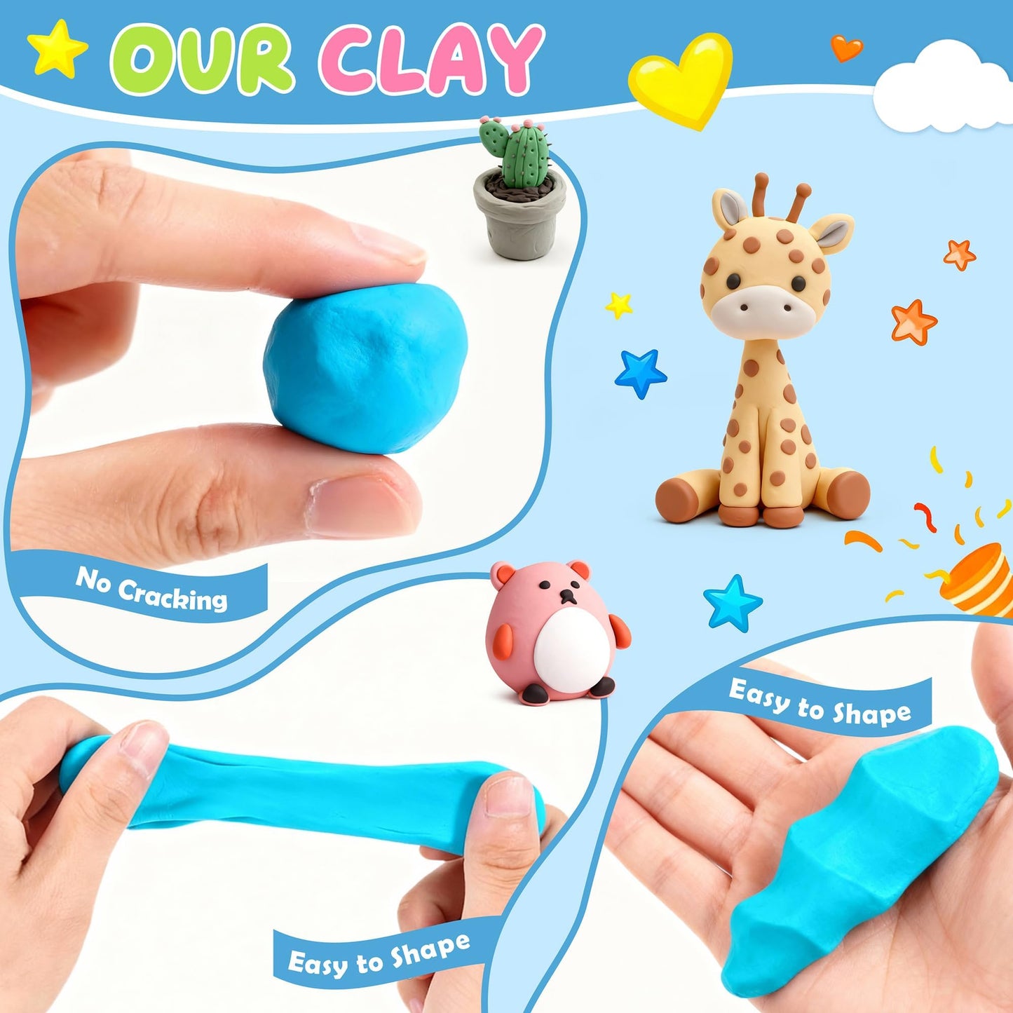 Artpar 92 Colors Polymer Clay Kits,Modeling Clay with Sculpting Tools & Accessory,Oven Baked Molding Clay, Non-Sticky DIY Art and Craft Gifts for Children and Artists