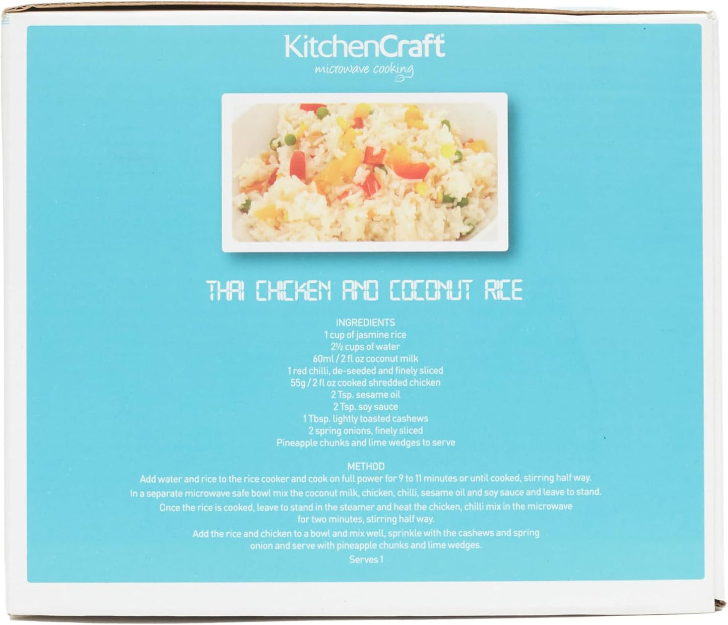 KitchenCraft Rice Cooker, Microwave Steamer, 1.5 Litre, BPA Free Plastic, White/Red