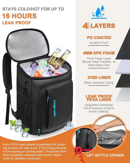 Capolo Cooler Backpack - Insulated Waterproof Lunch Bag for 36/45 Cans | Leak-Proof Soft Cooler for Camping & Beach