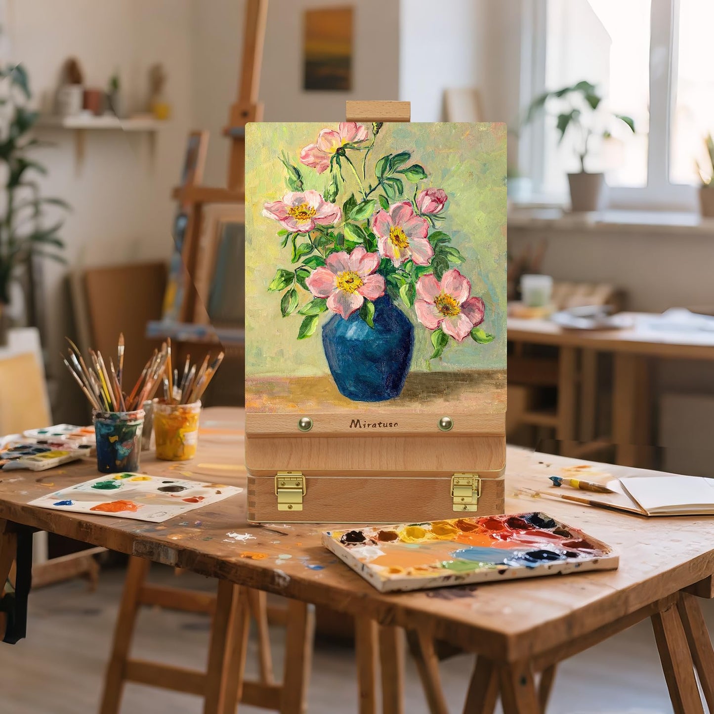 Tabletop Art Easel for Painting, Premium Wooden Sketchbox, Portable Desktop Painting Easel for Student Artist Beginner