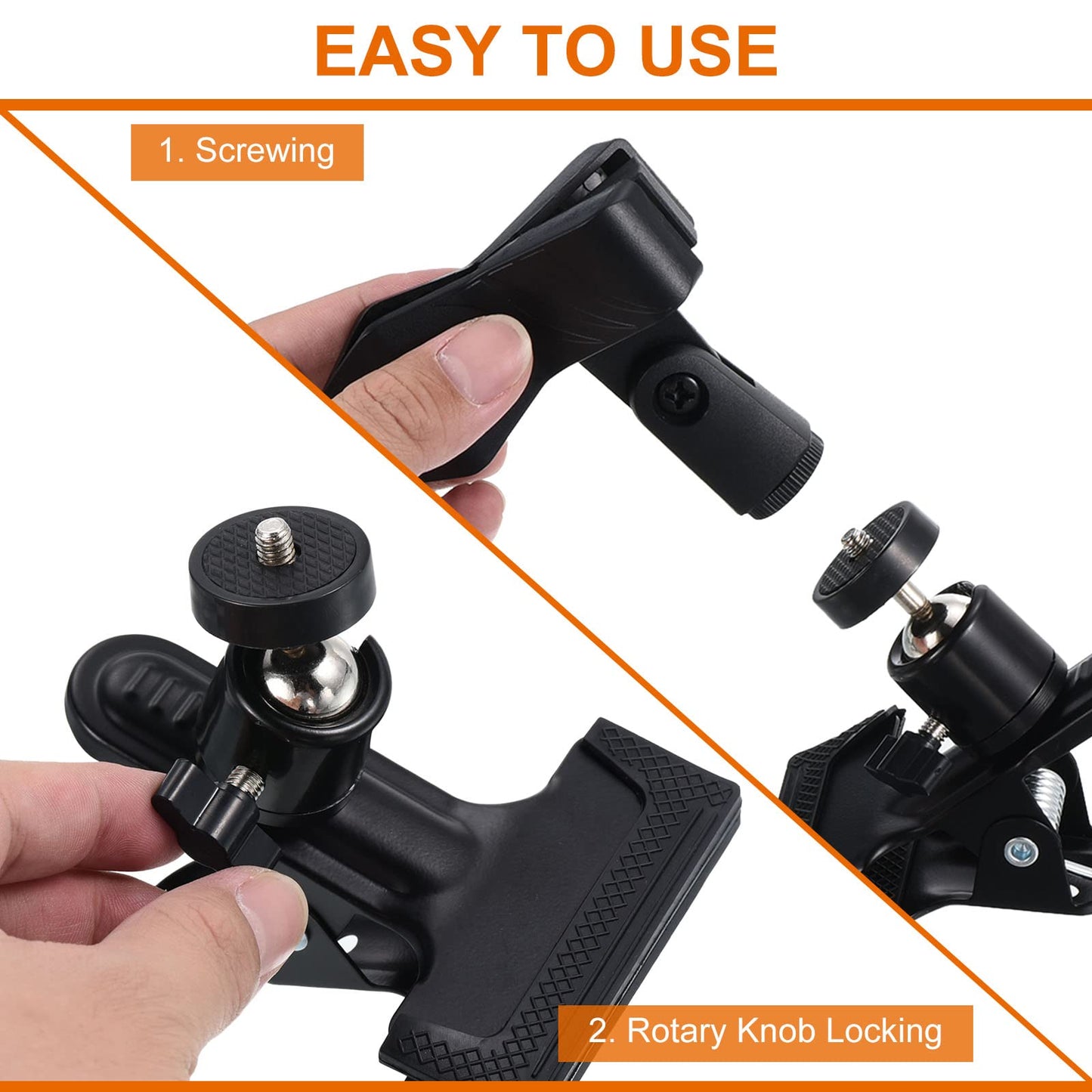 PATIKIL Embroidery Hoop Holder Clip, 360° Rotated Adjustable Table Clamp, 2 Pack Metal Cross Stitch Clip Opening Up to 1.57inch for Needle Sewing