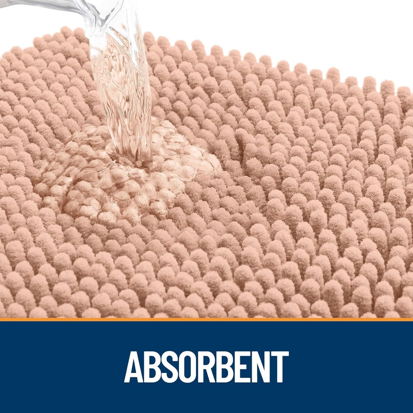 OLANLY Dog Door Mat - Absorbent Non-Slip Washable Doormat for Muddy Paws | 36x24 Peach Chenille Carpet