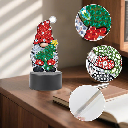 JZHYOAN Dwarf Diamond Art Night Light Art LED Light Accessories Diamond Painting Desk Lamp, Mosaic Desk Light Set DIY Gem Painting Table Lamp Gift for Adult Woman Man Table Desk Bedroom