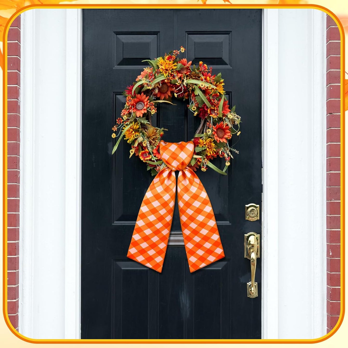 VitalCozy Fall Check Wreath Sash - Satin Ribbon for Monogrammed Decor | Indoor/Outdoor Use