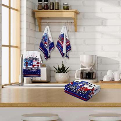 Bencailor 6 Pcs Texas State Kitchen Towel - Patriotic Absorbent Hand Towels for Home Cleaning