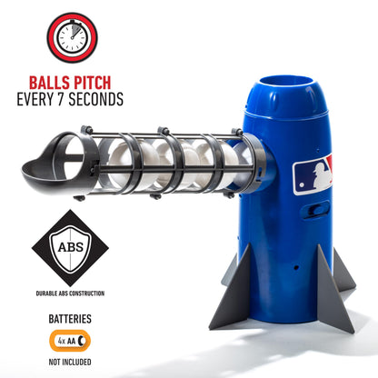 Franklin Sports MLB Kids Pitching Machine - POP ROCKET Kids Baseball Trainer - Includes 5 Plastic Baseballs & Baseball Bat, Multicolor Medium