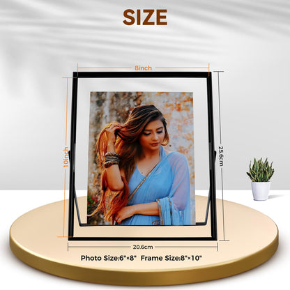 AhaGo Black Floating Frame, 8x10 Inches, Vertical, Set of 2, For Picture 7x9,6x8, 5x7, Tabletop Shelf Photo Frames, Classy For Father's Day, Wedding or Birthday