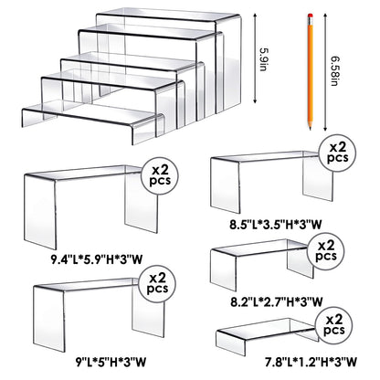 Fixwal 10pcs 2 Set Acrylic Risers for Display Clear Perfume Organizer Stands Acrylic Display Risers for Show Figures, Cupcake, Jewelry, Toys, Perfume and More (Large Size)