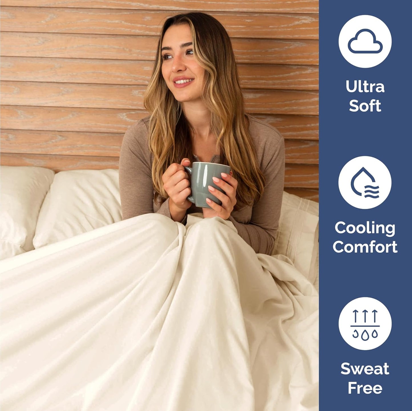 Skiennix Twin Size Sheet Set - Comfy Cooling Bed Sheets - Ultra-Soft, Deep Pockets, Wrinkle-Free - Off White