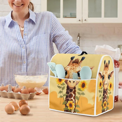 Upetstory Sunflower Giraffe Stand Mixer Cover, Compatible with Kitchen 6 & 8 Quart Bowl Lift, Dustproof with Pockets