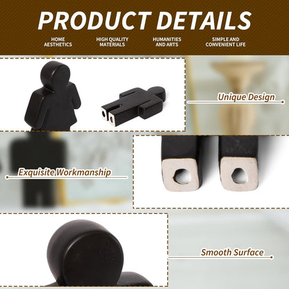 Defined Deco Ceramics Figures Decorative Objects, Funny Bathroom Decor for Shelves, Cute Modern Black Bookshelf Decor