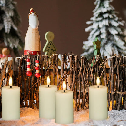 Lasumora Mirror Surface Votive Candles Battery Operated with Remote Timer, 6pcs Real Wax LED Votive Candle Realistic Flickering for Wreaths Memorial Lantern Φ 2" H 4.5” Ivory Flameless