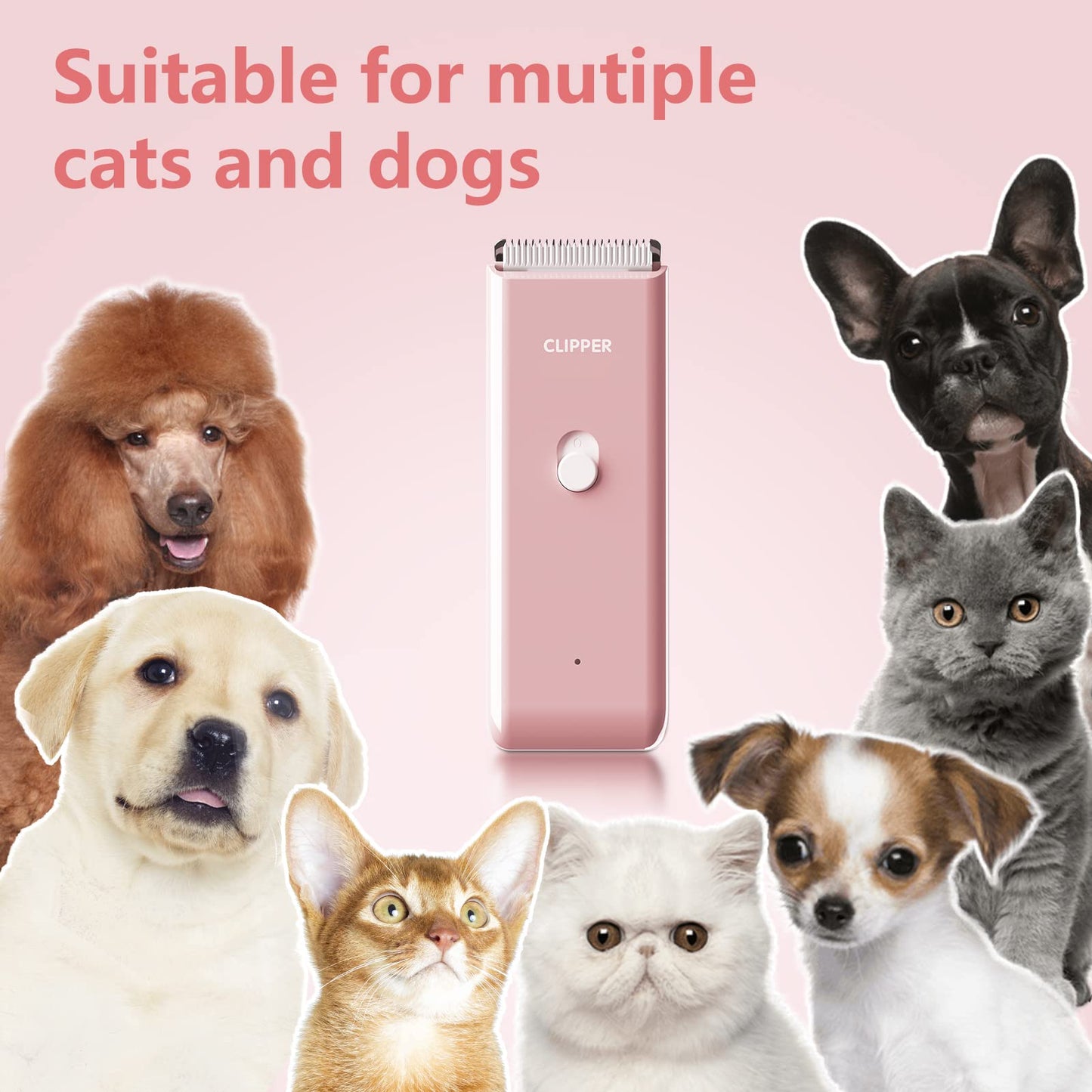 Founouly Home Professional Dog Grooming Kit Clipper Low Noise USB Rechargeable for Dog Cat