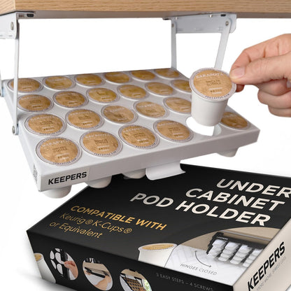 24 COFFEEKEEPERS KEEPERS Under Cabinet K Cup Holder with Swing-Down Access Space-Saving Coffee Pod Holder and K Cup