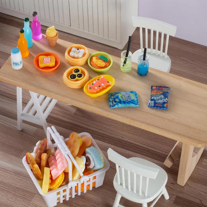 150 Pcs Miniature Food Drinks Bottle Toys Mixed for Dollhouse Kitchen Accessories Mini Play Fake Resin Pretend Game Party Tableware 1/12 Doll House Bread Cake Models Micro