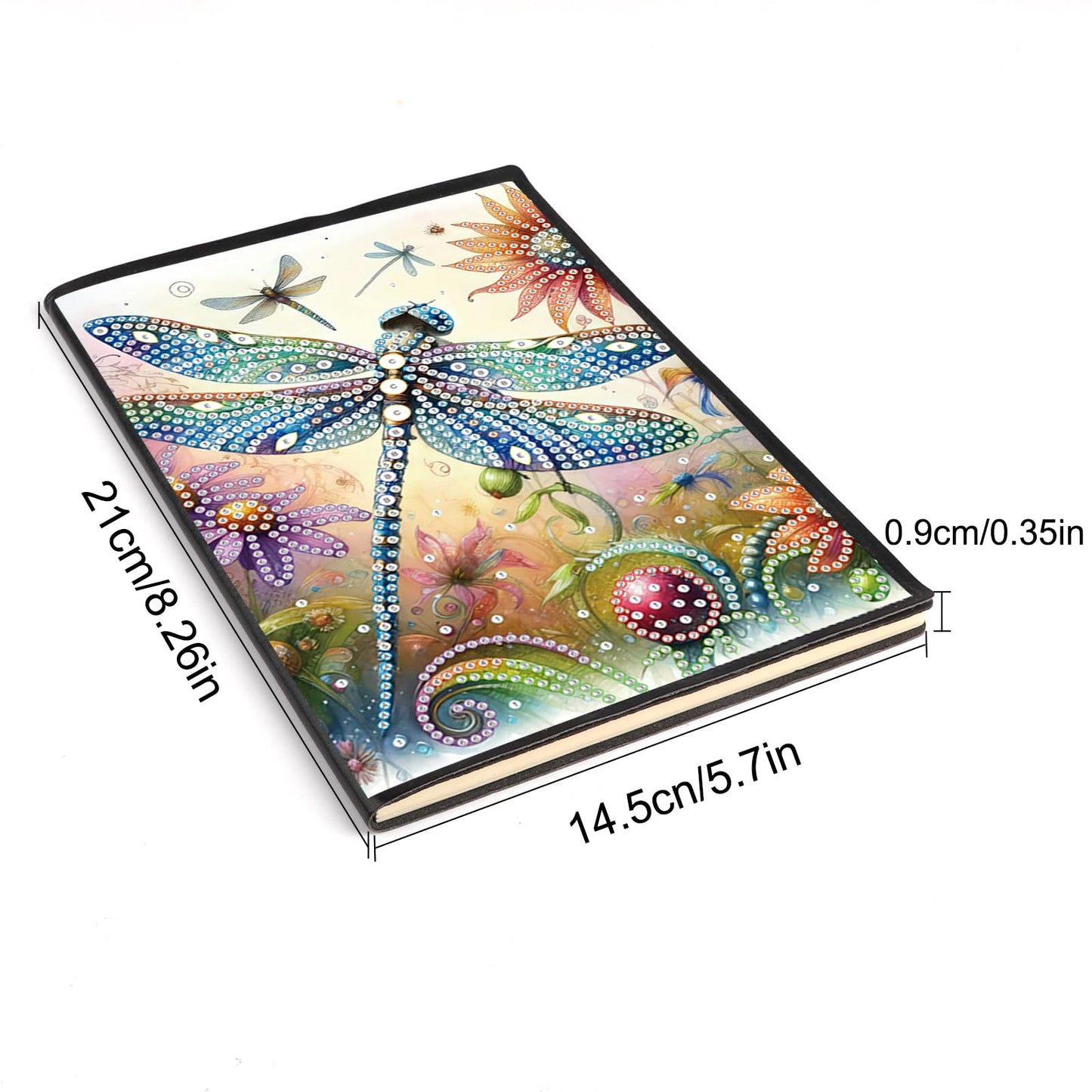 JISHSHAY Diamond Art Notebook Journal Diamond Painting Note Book Gem Art Sketchbook Gem Painting Diary Mosaic Kits for Adults Blank Notebook with Special Drills 14.5×21cm/5.7×8.26in Dragonfly