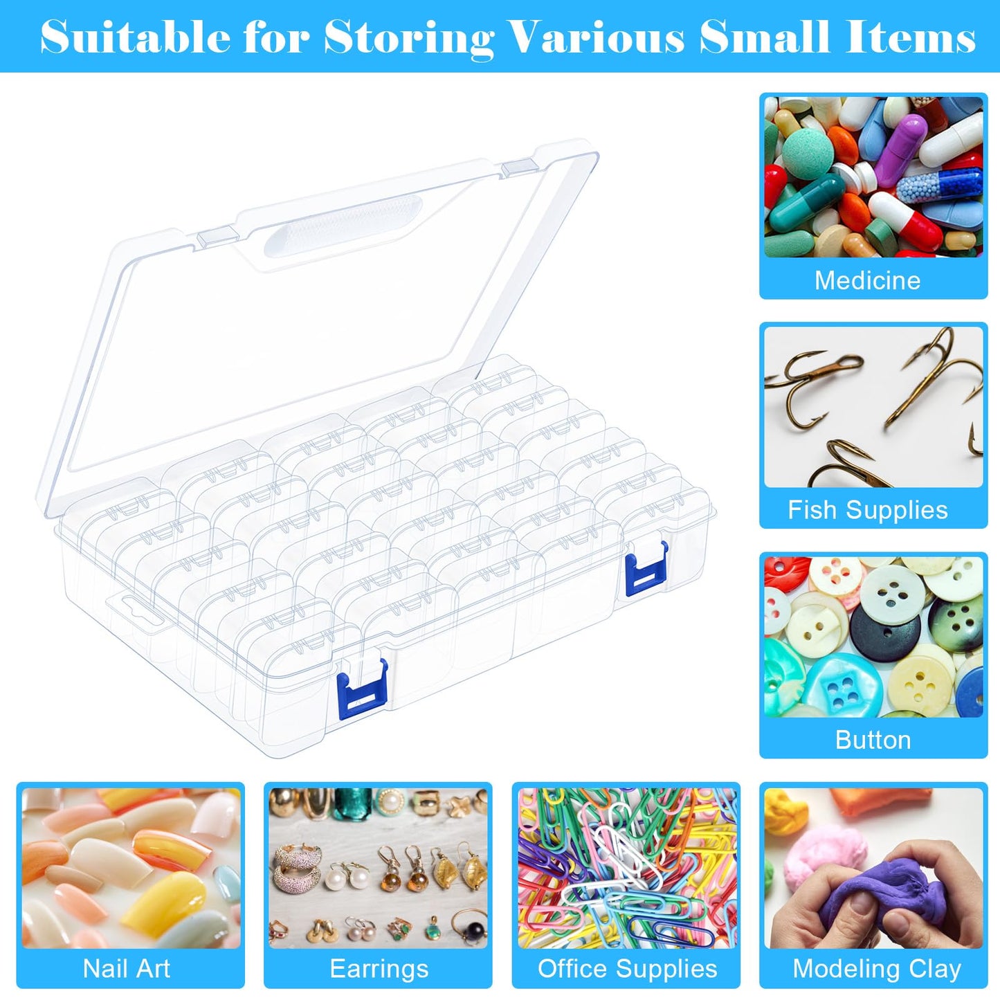 FDKYOEK 92 PCS Bead Organizer Box, Plastic Bead Storage Containers, Clear Beads Case Storage Organizer for Jewelry Making Small Craft Diamond Art Accessories