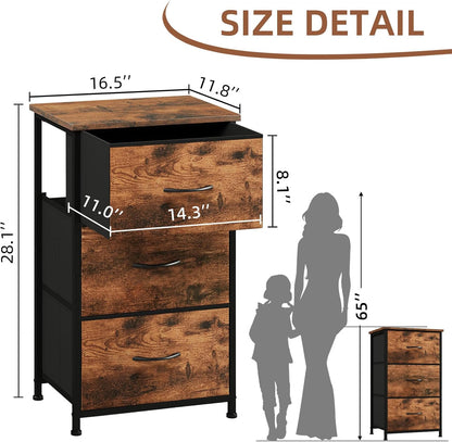 3 Closet Somdot Dresser for Bedroom with Drawers, Storage Organizer Chest of Drawers with Removable Fabric Bins