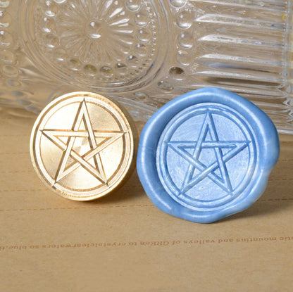Wax Seal Stamp Set, Sealing Wax Stamps Copper Seals with Wooden Hilt, Vintage Retro Wiccan Seal Wax Stamp (Triple Moon&Pentagram&Tree of Life)