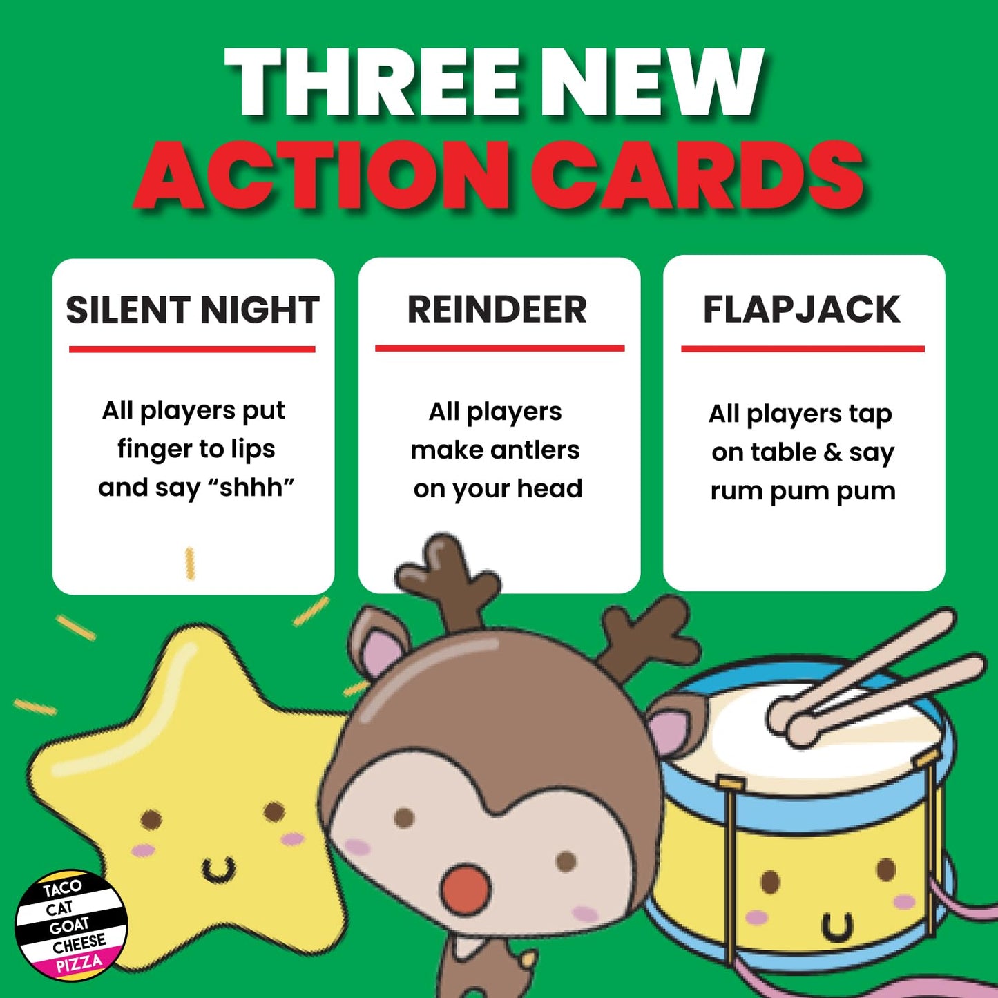Taco Cat Goat Cheese Pizza - Santa Cookie Elf Candy Snowman Holiday Card Game | Fun for 2-8 Players, Perfect for Stockings and White Elephant Gifts