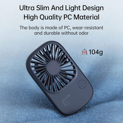 JISULIFE Handheld Mini Lash Fan with Bracket, Portable USB Rechargeable Makeup/Eyelash Fan with 3 Speeds for Women, Blue