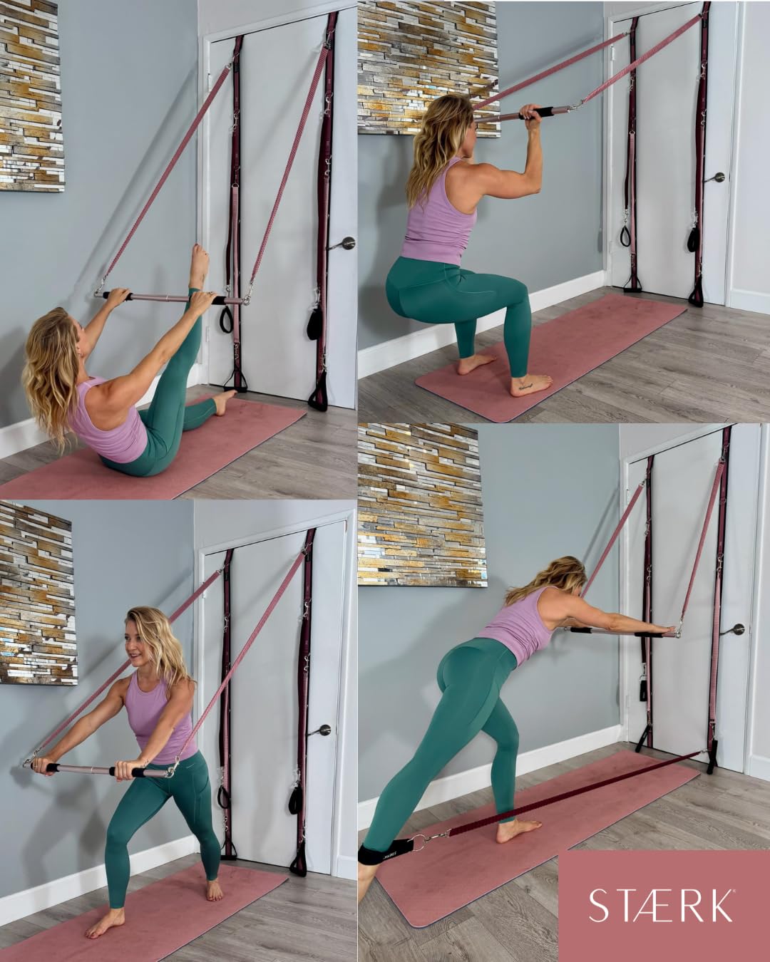 STAERK Starter Kit Portable Pilates Reformer Home Training System - Premium Resistance Bands, Handles, Foot/Ankle Loops, & Barre Attachment Kit - Strength & Flexibility - 30-Day Free On Demand Video Workouts