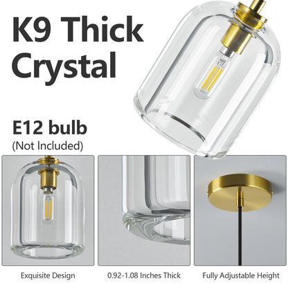 LBSQJ Modern Gold Pendant Lights Kitchen Island Ceiling Chandelier Indoor Crystal Hanging Light Fixtures for Dining Room Kitchen Living Room Bedroom（2Pack）