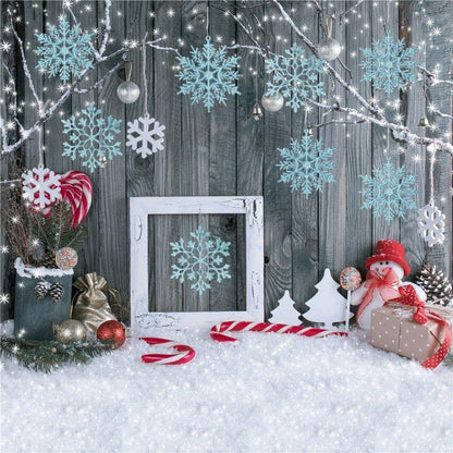 DearHouse 36pcs Plastic Snowflake Ornaments, Tiny Sparkling Glitter Snowflake Decorations on String for Christmas Trees