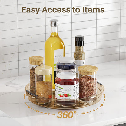 LAMU 3 Pack Lazy Susan Organizer Turntable for Cabinet, Rotating Condiment Organizer for Kitchen Pantry Organizers and Storage, Table Top, Fridge, Countertop, Spice Organization, 9.25'' 10.6'' 12''