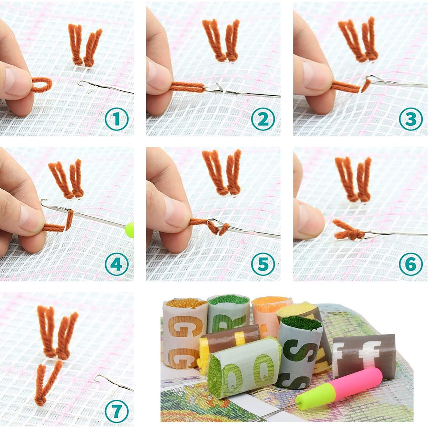 ZFFLYH Latch Hook Kits for Adults Kids, DIY Rug Tapestry Crochet Yarn Kits Crafts Mat Cushion Embroidery Arts with Printed Canvas for Home Decor Festival Gift,3 Mushrooms