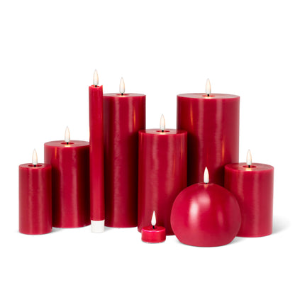 Abbott Collection Wax LED Flameless Ball Candle - Red (4" D)
