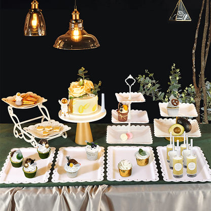 Mwellewm 10Pcs Cupcake Stand,Dessert Table Display Set, 4 White 3 Tired Cake Stand 6 Plastic Serving Trays for Party Cookie Rack Desert Tower Holder for Wedding Decor Baby Shower Tea Party Decorations
