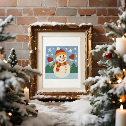 Doodlream Christmas Snowman DIY Punch Needle Embroidery Kit for Adult Beginner, 9.4" Snowman Punch Stitching Craft Set for Starter with Frame, Fabric Pattern, Threader, Yarn, Pinch Needle