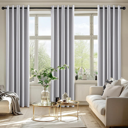 MIULEE Blackout Curtains - Thermal Insulated Room Darkening Drapes | 84 Inch, Greyish White, 2 Panels