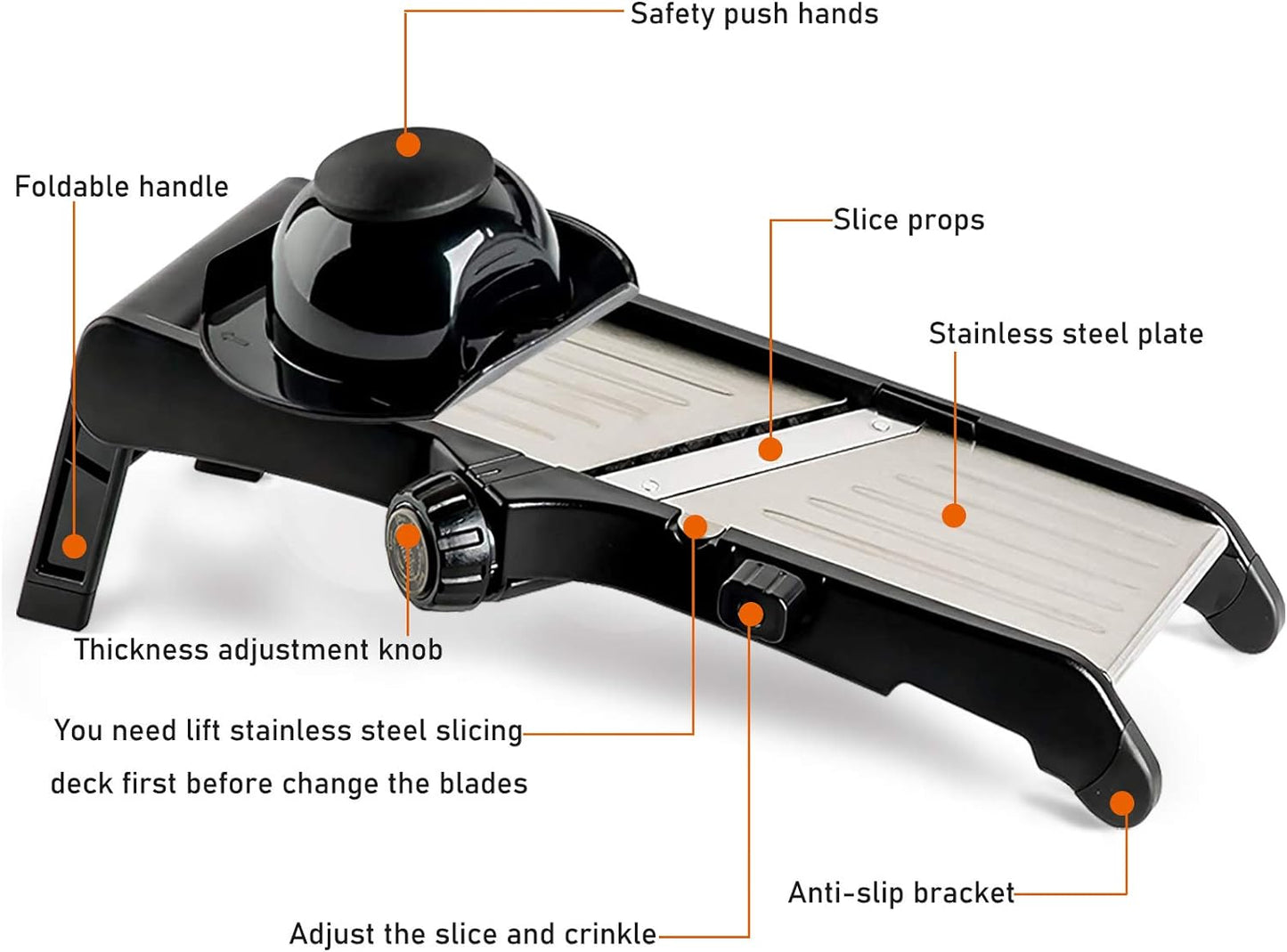 VEKAYA Adjustable Mandoline Slicer with Cut-Resistant Gloves, Stainless Steel Vegetable Chopper for Kitchen