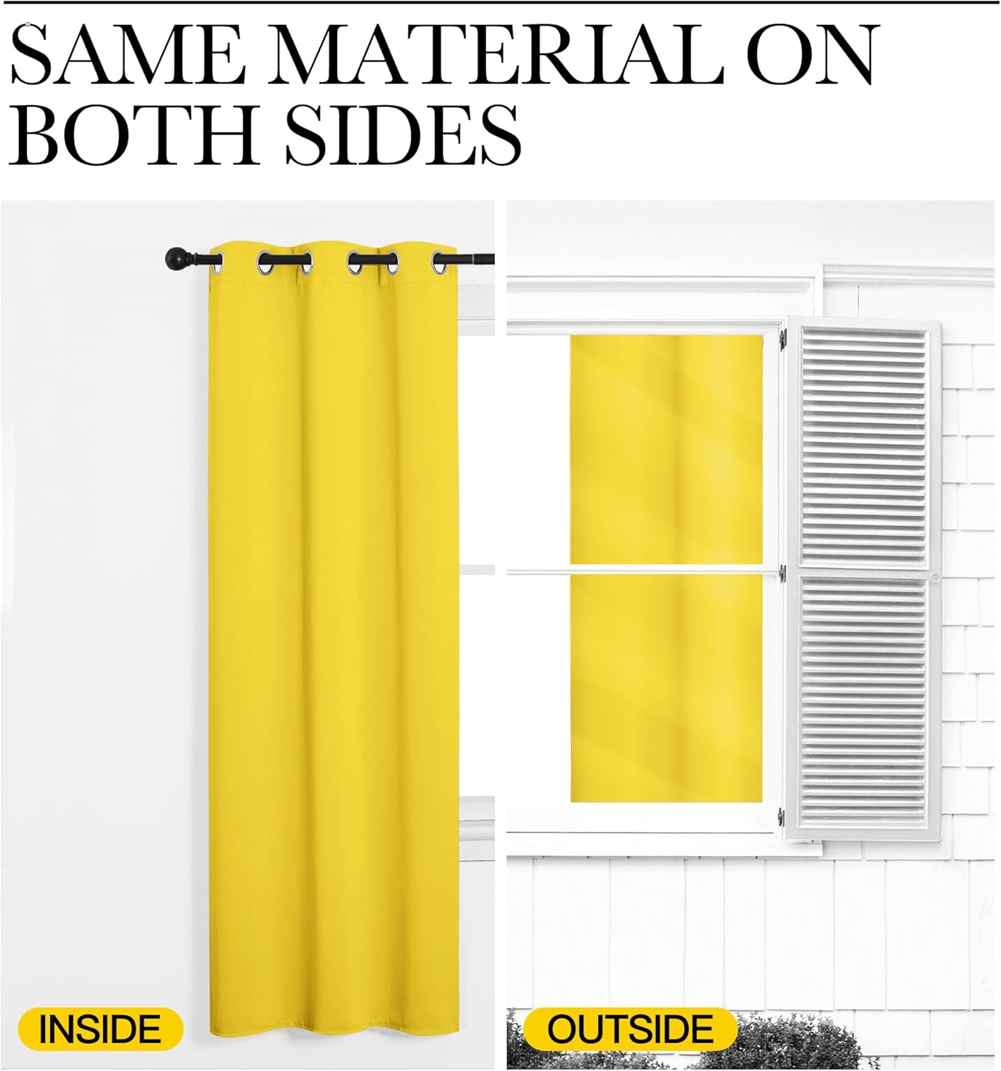 NICETOWN Thermal Insulated Bedroom Curtain Panels - Solid Bright Yellow Drapes, 55x68 Inches, 1 Pair