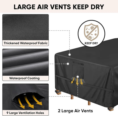 BALEINE Outdoor Furniture Covers - Heavy Duty Waterproof Oxford Table & Chair Cover | Black, 108"L x 82"W x 28"H
