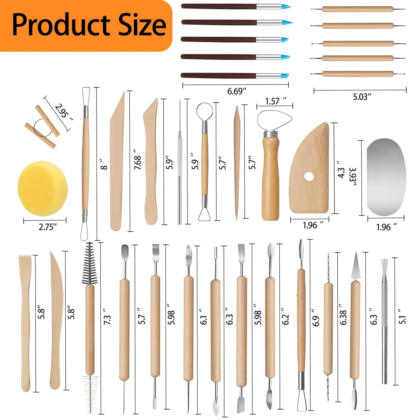 Clay Sculpting Tools Kit, 43PCS Pottery Clay Tools Kit for Adults, Pottery Craft, Dotting, Baking, Carving, Drawing, Molding, Modeling